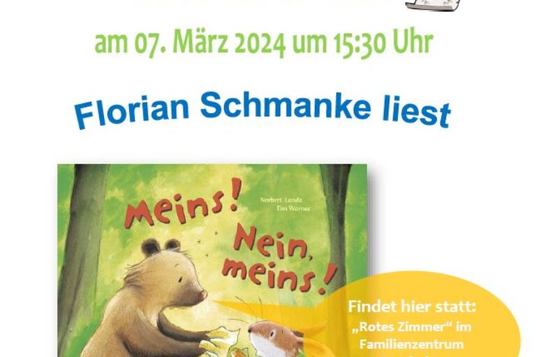 Plakat zur Vorlesezeit für Kinder